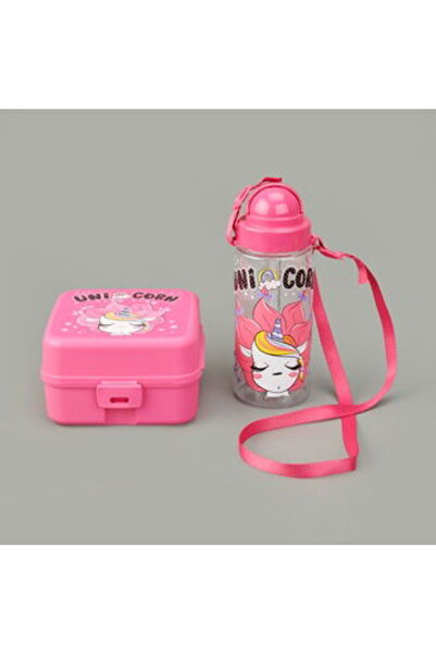 MATMEL Leya Girl's Water Bottle and Lunch Box Set - Pink - 1 Lt + 500 ml