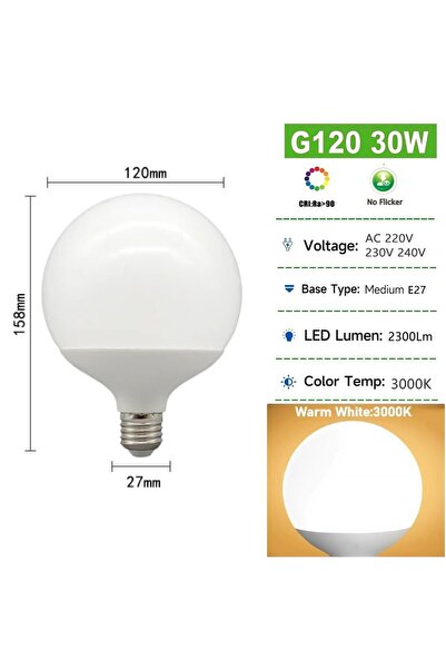 Choice لمبات LED بيضاء دافئة G120 بقدرة 30 واط E27 بقدرة 30 واط 20 واط 15 واط...