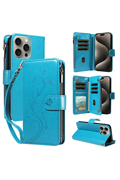 Choice جراب وحزام من الجلد الصناعي لهاتف آيفون 12 ميني، أزرق، متعدد الوظائف، ...