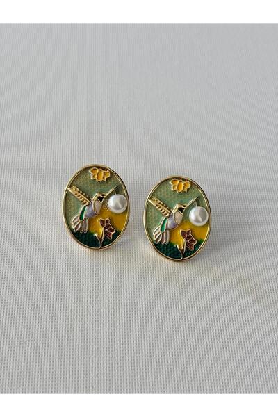 Nilsu Aksesuar Vintage İnci Detaylı Kuş Motifli Kadın Küpe