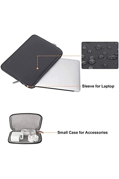 Mosiso حقيبة كمبيوتر محمول 15 بوصة، حقيبة كمبيوتر محمول من النيوبرين مع حقيبة صغيرة، رمادي فلكي