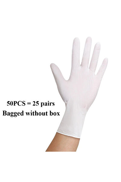 Choice L أبيض 50 قطعة 10/20/50/100 قطعة قفازات نيتريل بيضاء يمكن التخلص منها ...