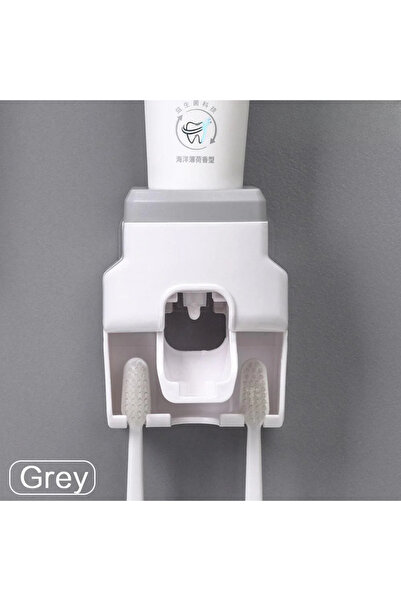 Choice موزع معجون أسنان أوتوماتيكي مثبت على الحائط من GRAY مستلزمات الحمام عصارة معجون أسنان حامل فرشاة أسنان