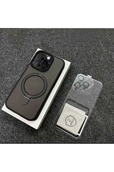 Choice جراب مغناطيسي غير لامع بحلقة معدنية سوداء لهاتف iPhone 13Pro Max من Ma...