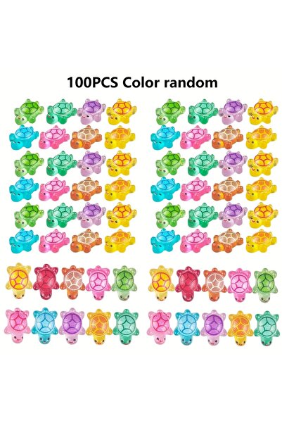 Choice 100pcs 50/100 Pcs Cute Mini Luminous Turtle Ornaments Glowing in The D...