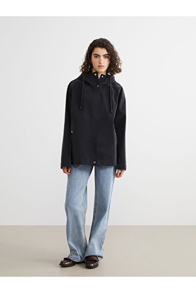 LC Waikiki Sparkling Selections from Shining Store | Hooded Oversized Leather Look Women's Raincoat