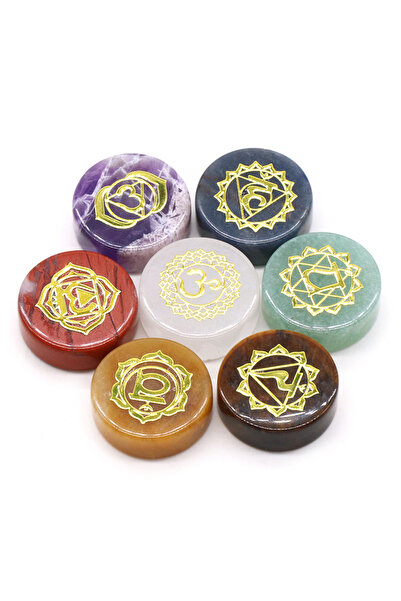 Choice 16-18 مم 7 قطع سبع شاكرات بلورة طبيعية أميثيست سوداليت كوارتز شفاف رون...