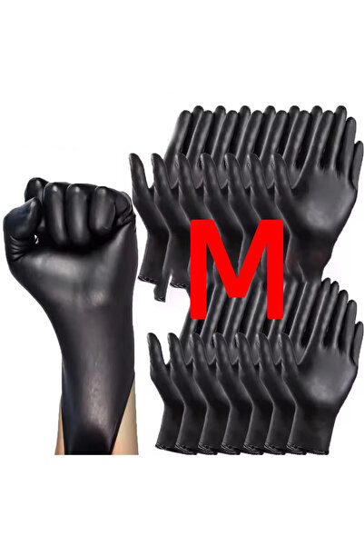 Choice 50 قطعة M 100/50/20 قطعة قفازات تنظيف سوداء من البلاستيك النتريل يمكن التخلص منها ومقاومة للماء لتنظيف المطبخ