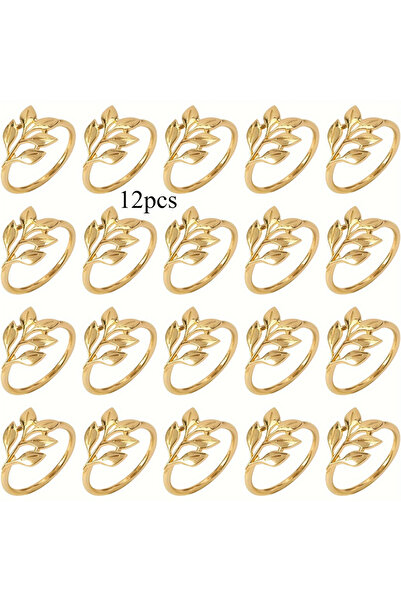 Choice 12 قطعة من حلقات المناديل الأنيقة باللون الذهبي - مصنوعة من سبائك الزن...