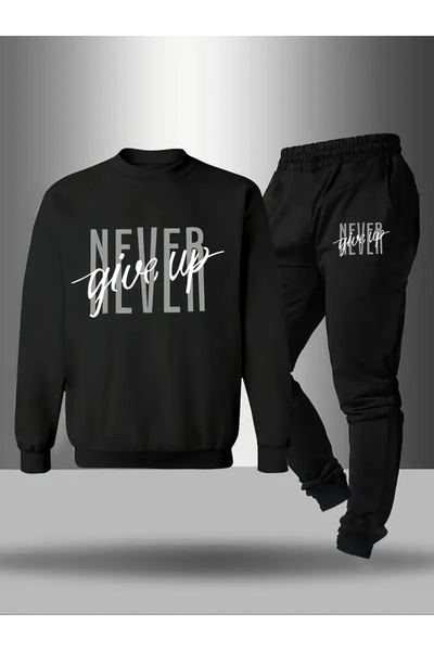 Cevval Children's Printed Crew Neck Sweatshirt and Sweatpants Set 3 Thread Raster for Autumn/Winter