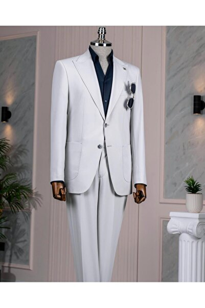 TerziAdemAltun Italian Style Slim Fit Jacket Pant Suit Grey T14542