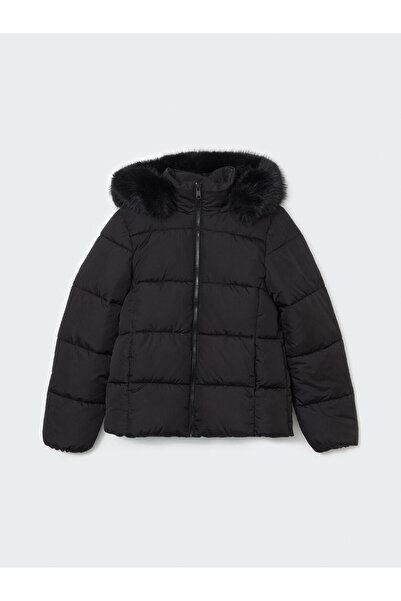 LC Waikiki MG TREND'EN LCW WAIKIKI Siyah Kadın Kapüşonlu Düz Şişme Mont