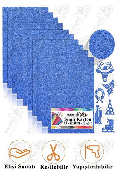 Artlantis Blue Glitter Cardboard A3 30X40 cm 1 Pack of 10 Glitter Background ...