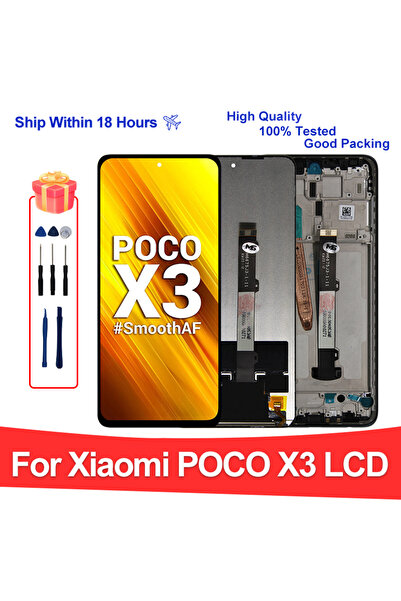 Choice شاشة LCD زرقاء مع إطار 6.67 بوصة IPS لهاتف POCO X3 طراز M2007J20CI، قط...