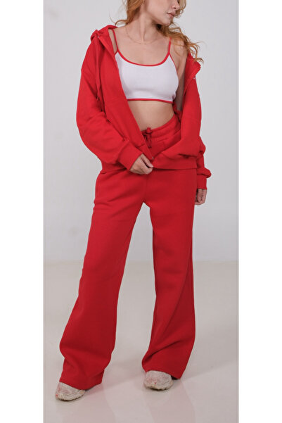 FLAVİA TEKSTİL KADIN YÜKSEK BEL GENİŞ PAÇA EŞOFMAN ALTI