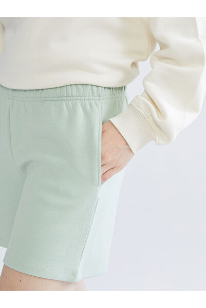 LC Waikiki Green Women's Sports Shorts with Elastic Waist