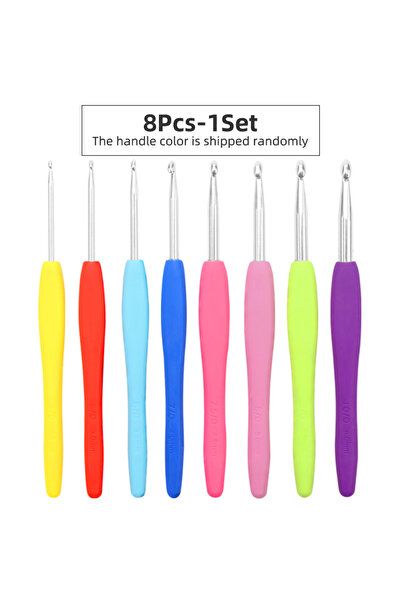 Choice مجموعة أدوات الكروشيه الملونة المكونة من 8 قطع 2.5 مم - 6.0 مم، مجموعة...