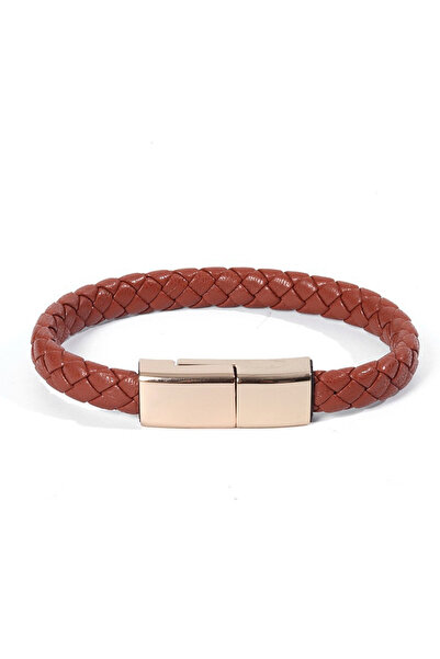 Choice 20 سم لنوع C سوار جلدي بني شاحن كابل شحن USB أسلاك مضفرة USB محمول نقل...