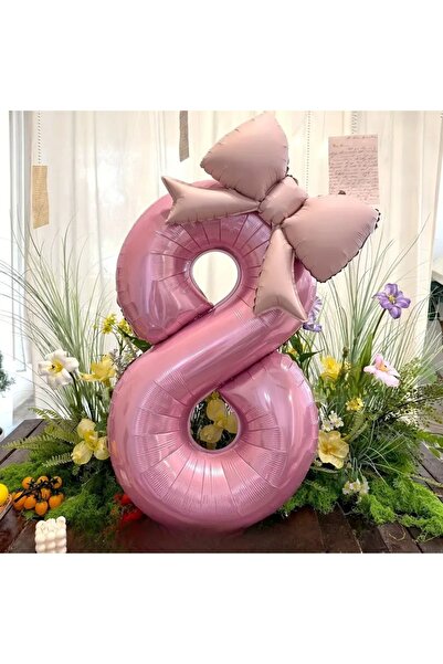 DÜVENCİ TİCARET İki Parça Büyük Pembe Sayı Kurdele Folyo Balon Seti