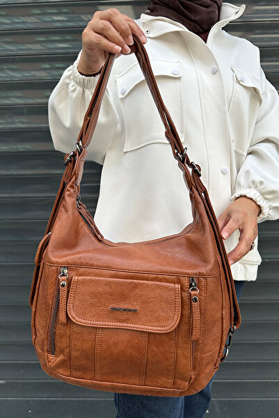 Just Polo Original Women's Washable Leather Backpack and Shoulder Bag