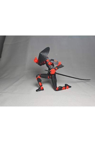 Davnark Sir 13th Koleksiyonluk Dummy Mini Figür Samuray set Kırmızı siayh ren...