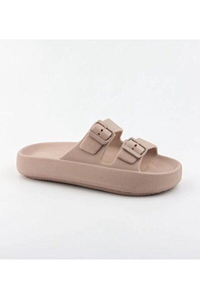 Akınal Bella Akınalbella Unisex Double Buckle Platform Summer Slippers.