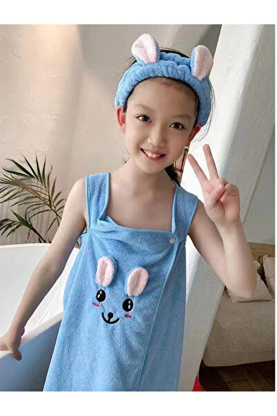 Choice M-الارتفاع 125-150 سم SKY BLUE منشفة حمام للأطفال عالية الجودة تنورة ر...