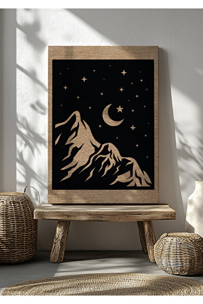 visdora Masă decorativă din lemn tăiată cu laser, cu motiv Boem Noapte Lună S...