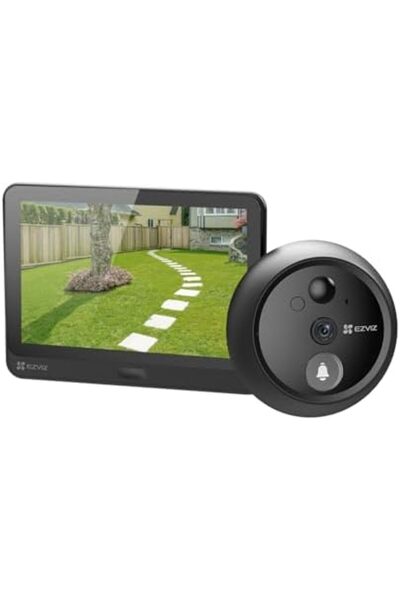 EZVIZ HP4 Wirefree Peephole Door Viewer Camera with Built in Doorbell, 1080p 4.3" Color Screen, Rech