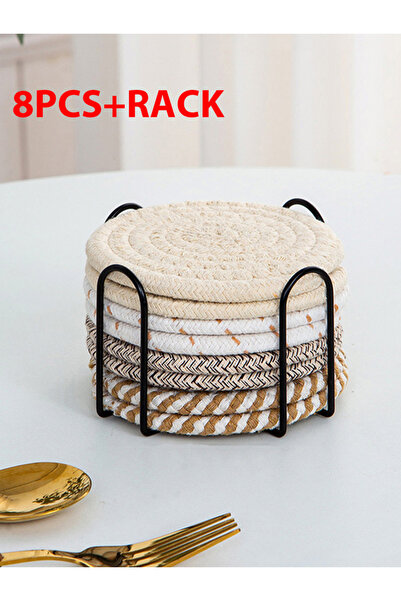 Choice Round S Mixed colours 4/8Pcs INS Style Cotton Rope Braided Coasters Th...
