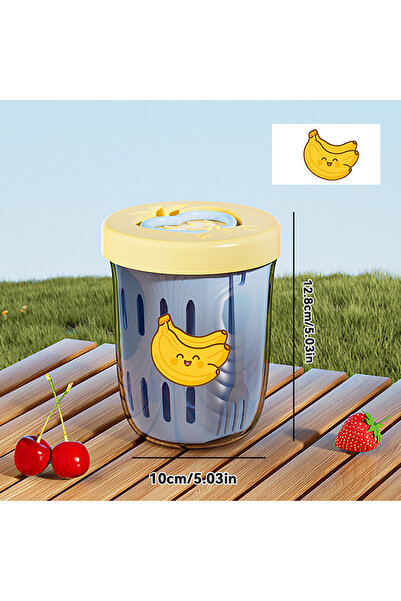 WORTHBUY حاوية شوفان محمولة من النوع B باللون الأصفر كوب فواكه مزدوج الطبقة قابل لإعادة الاستخدام ومانع للتسرب