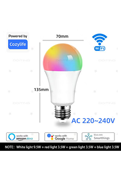 Choice Yes 1 pcs AC 220-240V 20W WIFI E27 WiFi Smart Dimmable Bulb RGBCW Colo...