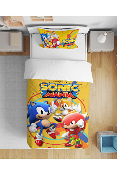 Home Sonic Mania Patterned 3D Digital Printed Single Boy's Duvet Cover Set Without Sheets