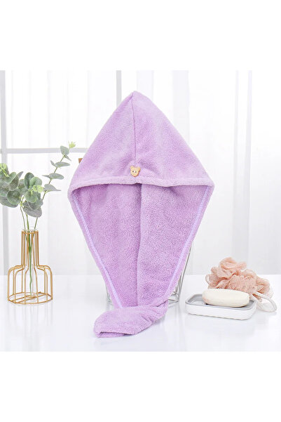 Choice منشفة شعر من الألياف الدقيقة باللون الأرجواني منشفة تجفيف سريعة التجفي...