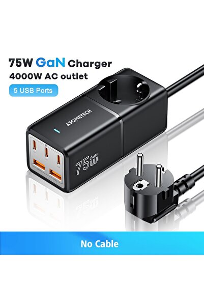 Choice مقبس الاتحاد الأوروبي 75 واط GaN شاحن USB مكتبي شريط طاقة محطة شحن PPS...