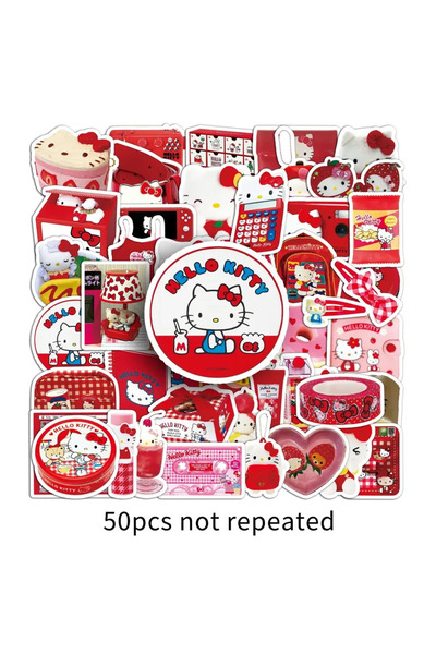 Miniso 4.5 سم 50 قطعة Kawaii 50 قطعة كلاسيكية حمراء INS Style ملصقات Hello Ki...