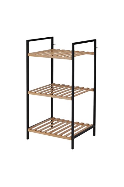 Bathroom Solutions Raft pentru baie cu 3 rafturi – metal și lemn, 33x32,5x70 ...