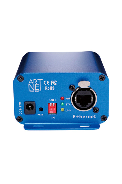 Choice وحدة تحكم Artnet إلى DMX زرقاء بمقبس أمريكي، وحدة تحكم إضاءة DMX Ether...