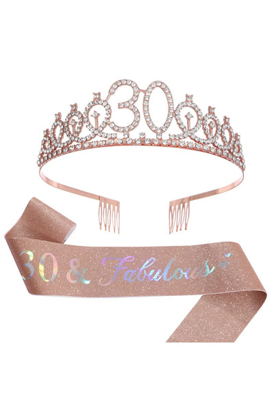 Choice 30 2 قطعة/مجموعة تاج حفلة عيد ميلاد 18 21 30 40 50 تاج كريستالي طباعة ...