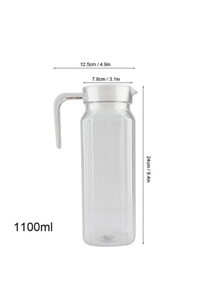 Choice 1100 مل 1 قطعة زجاجة ماء و عصير شفافة من الأكريليك مخططة إبريق ماء و ع...