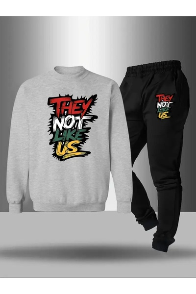 CROPSEL Children's Printed Crew Neck Sweatshirt and Sweatpants Set 3 Thread Raster for Autumn/Winter
