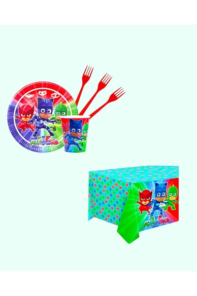 Evabrite Set de petrecere de aniversare pentru 32 de persoane - Decor de aniversare cu conceptul Pijamaskeliler