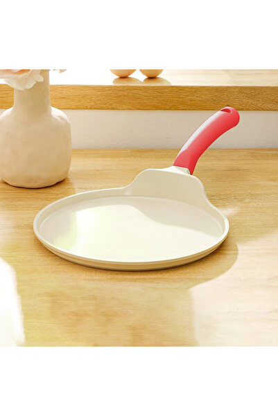 Choice مقلاة سيراميك حمراء من دونور غير لاصقة للإفطار والبيض والفطائر بدون غطاء مقلاة غير مطلية