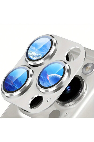 Choice 16 Pro Max-16 Pro Silver NNBILI 1 قطعة أسود [واقي زجاجي معدني غير لامع عالي الدقة] كاميرا من سبائك الألومنيوم Le