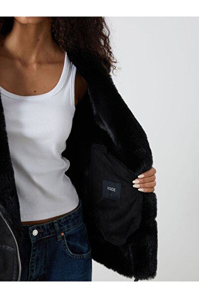 LC Waikiki Create Your Style |   Biker Collar Women's Suede Look Coat