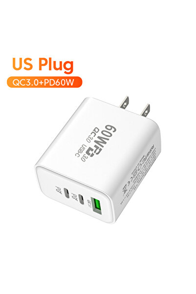 Choice 60W US White Olaf PD 60W USB C Charger Fast Charging Type C Charger Qu...