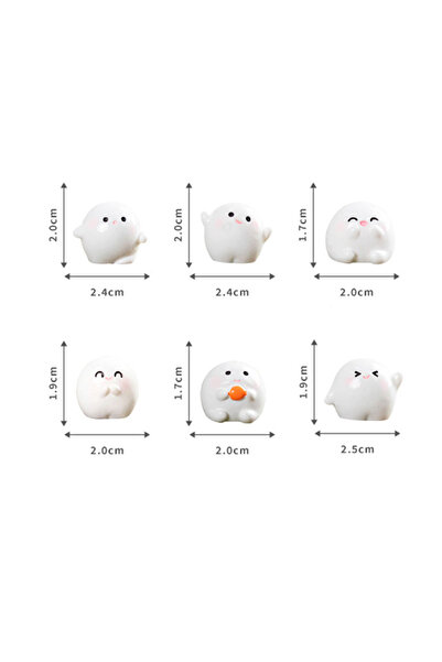 Choice 6 قطع بيضاء مضحكة لطيفة مستديرة من الراتنج على شكل قزم صغير جدًا لمجسم...