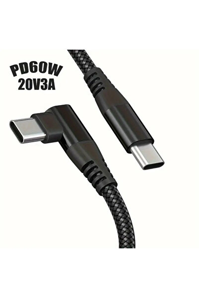 Choice 1 متر 1 قطعة أسود 60 واط 3 أمبير USB-C إلى Type-C كابل بيانات مضفر للش...