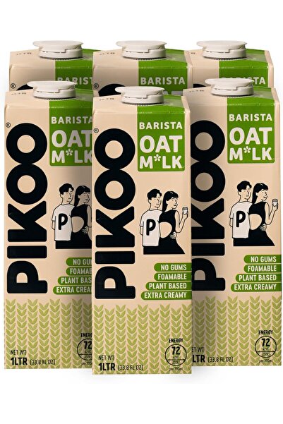 pikoo حليب الشوفان بارستا (1 لتر × 6) | 100٪ نباتي | خالٍ من اللاكتوز ومنتجات الألبان
