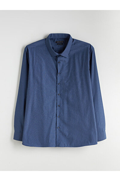 LC Waikiki Lacivert Regular Fit Uzun Kollu Ekose Erkek Gömlek